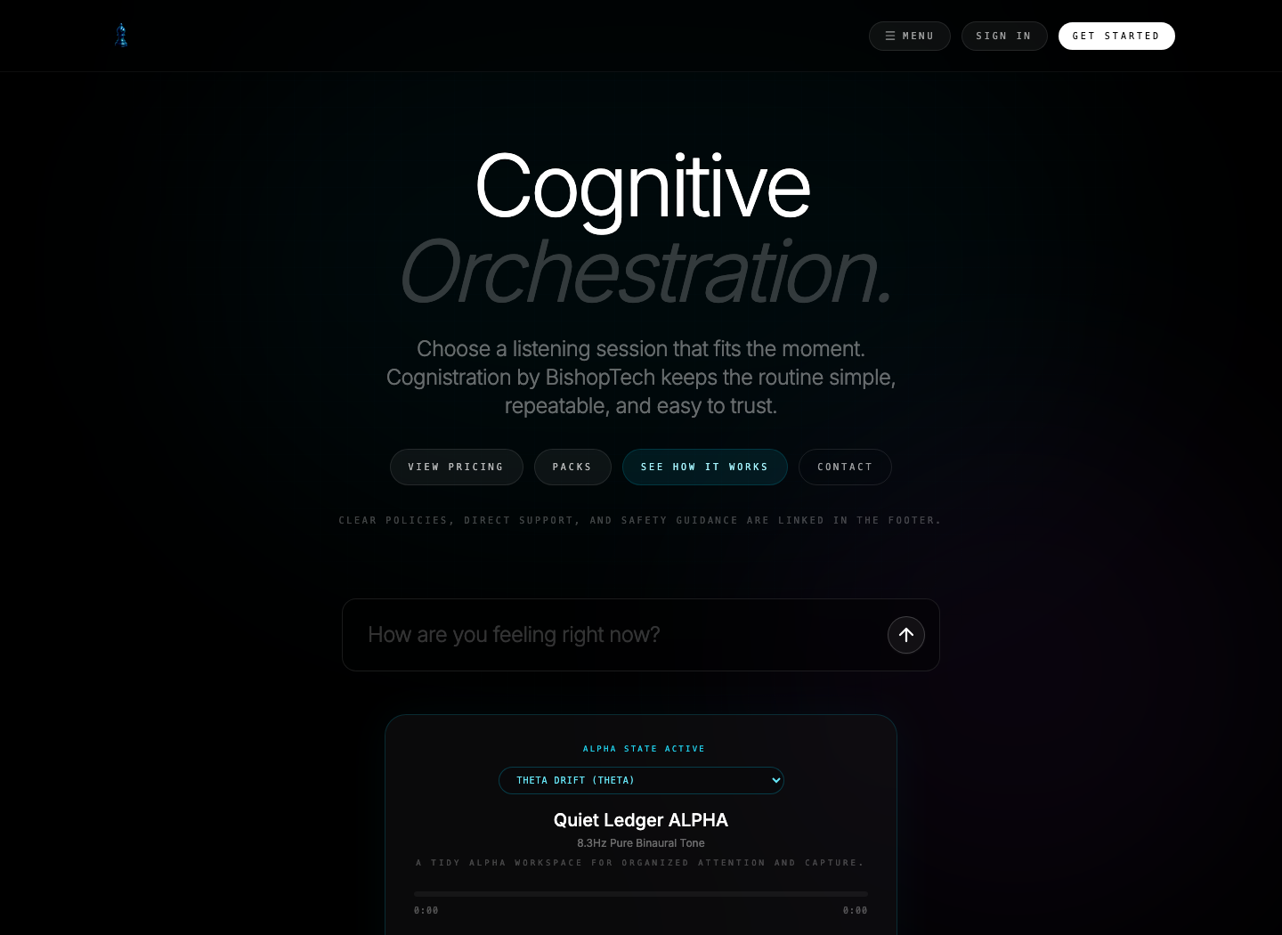 Cognistration landing page preview